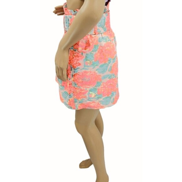For Love & Lemons Jackpot Mini Skirt Sz L Floral High Rise Paperbag Waist NEW - Picture 7 of 16